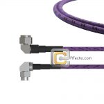 Low Loss Right Angle N Male to Right Angle SMA Male, 18 GHz, composite LL142 Coax and RoHS