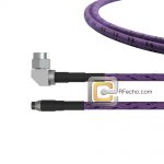 Low Loss Right Angle SMA Male to SMA Female, 26.5 GHz, composite LL142 Coax and RoHS