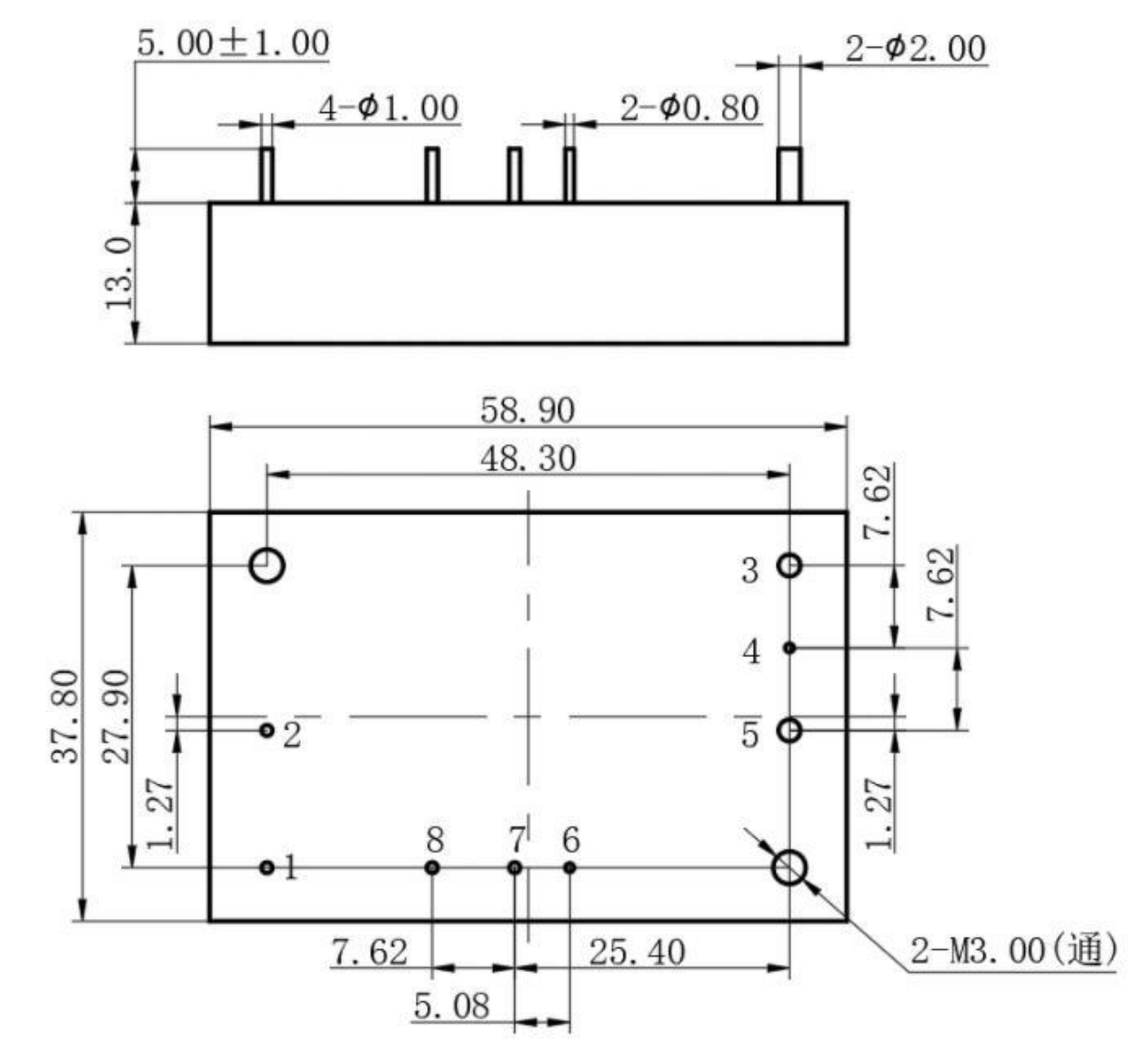 Technical figure: 2-M3.00 THRU