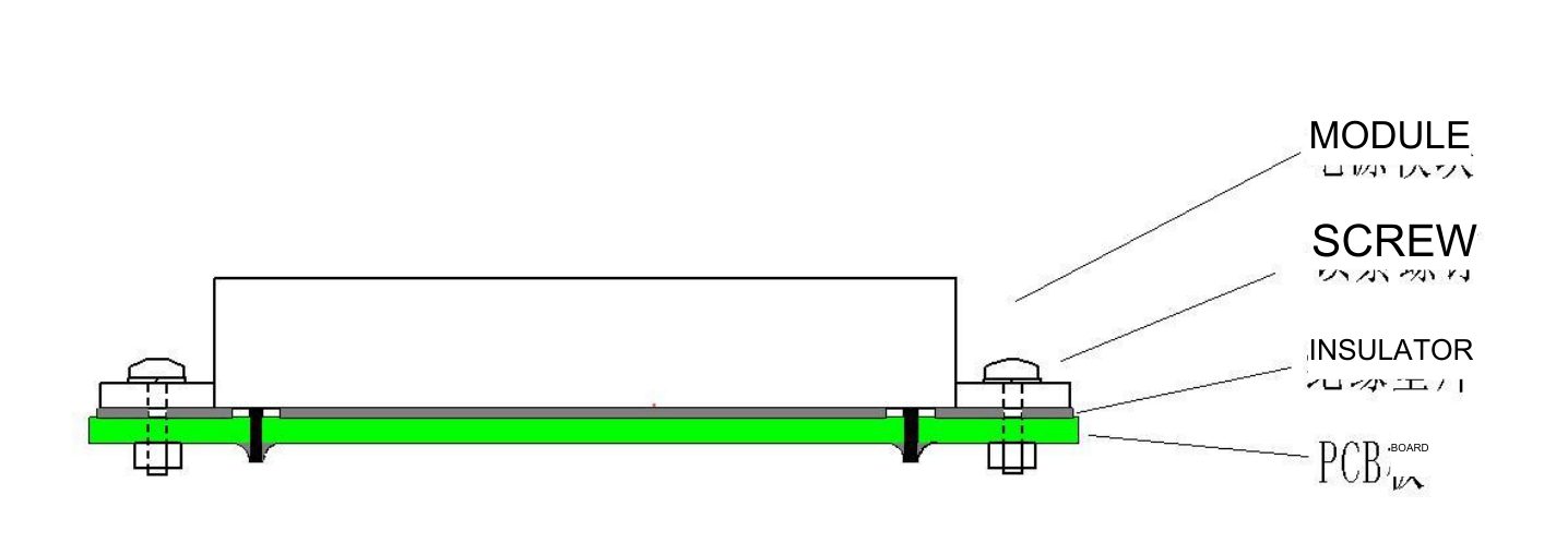 Technical figure: Module, Screw, Insulator, PCB