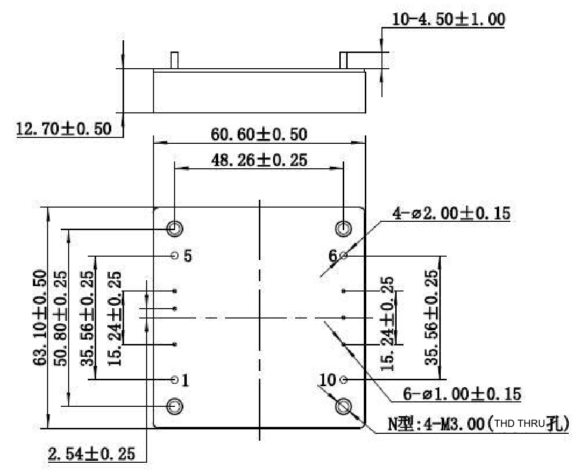 Technical figure: N: 4-M3.00 THD THRU