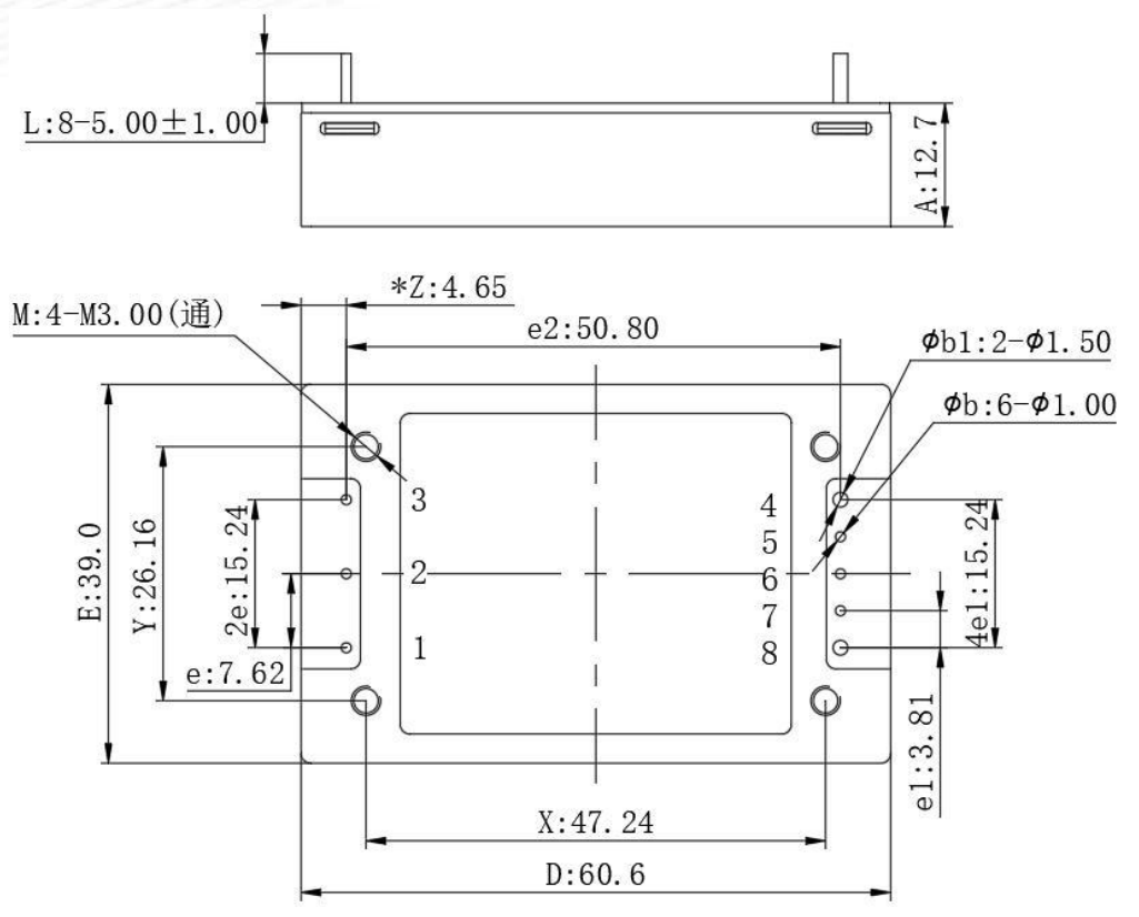 Technical figure: M: 4-M3.00 THRU