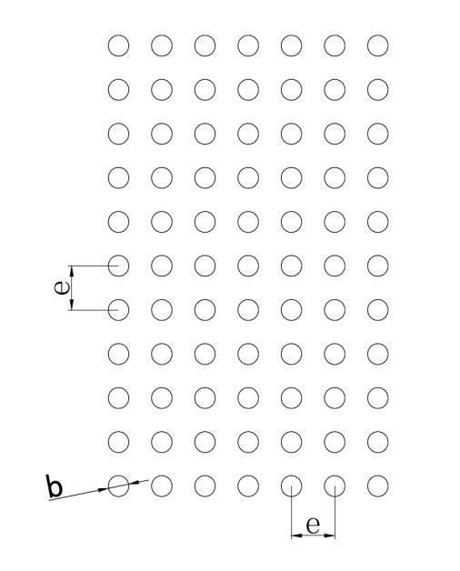Complete recommended BGA land pattern with b and e labels