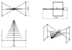 (-28 – 7)dBi Gain, 0.025GHz to 4GHz, Bilogical Antenna OLP-00240-Outline
