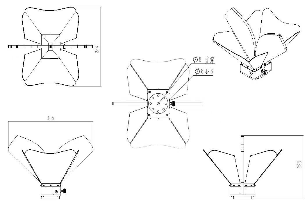 Ultra wide-band dual ridged horn antenna 0.8-18GHz-Outline