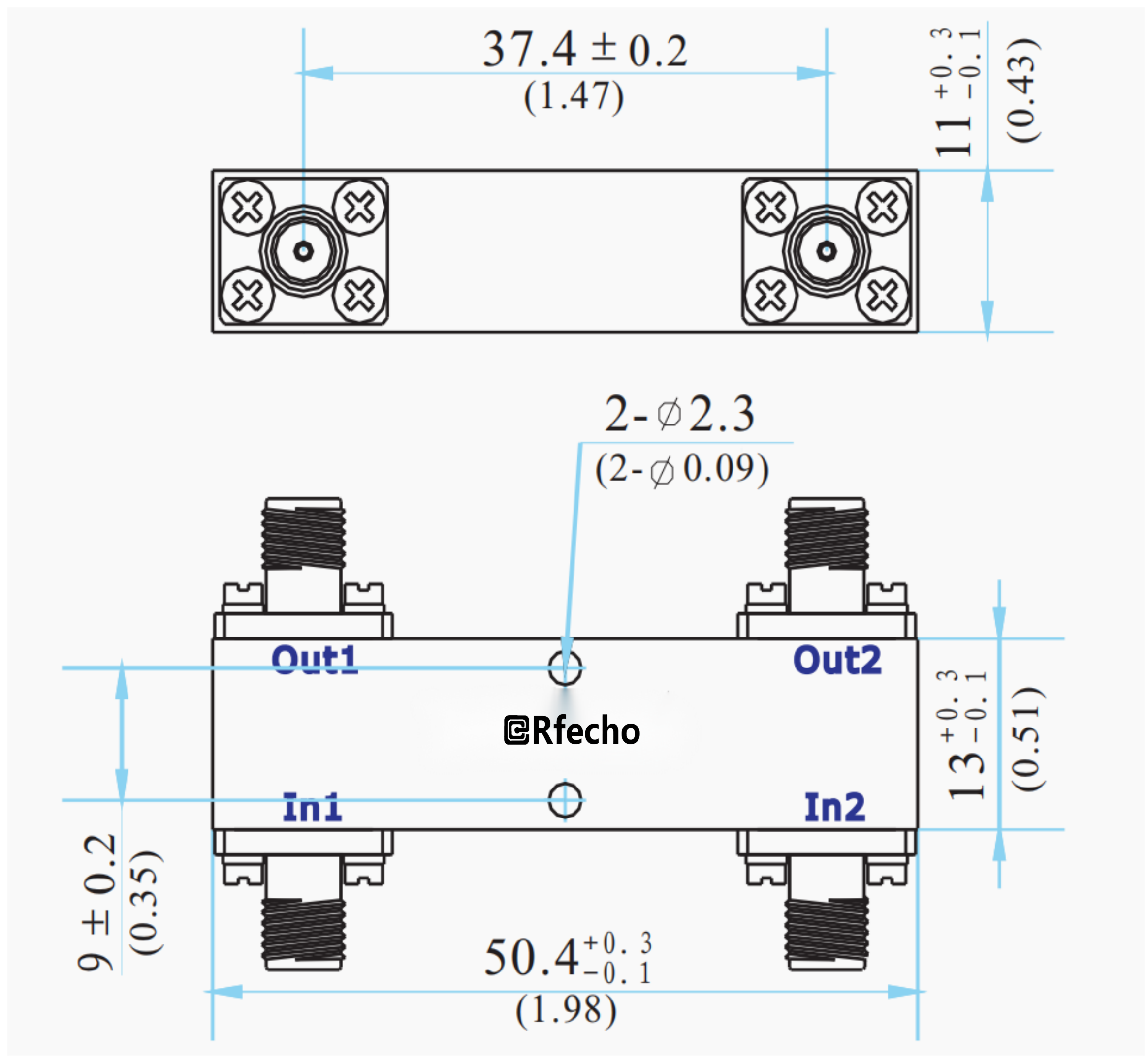 1-2GHz Broadband 90-Degree Hybrid Coupler-Outline