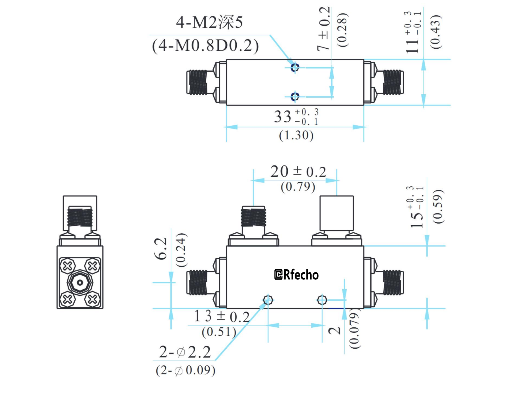 4-18GHz 0.6dB OCP-A1 Series General Purpose Directional Coupler-Outline
