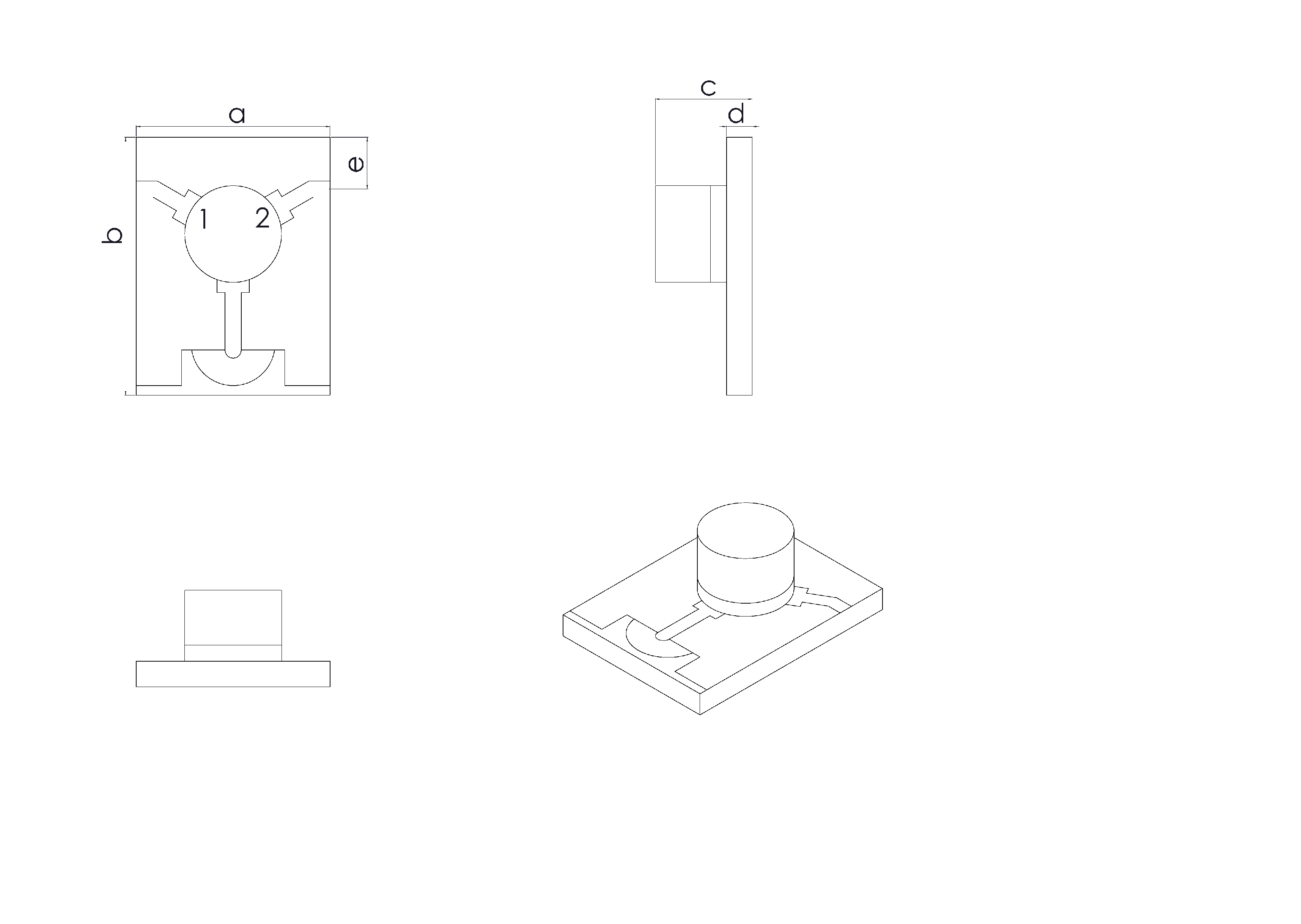 10.7 GHz to 12.7 GHz, 1.3 dB Insertion Loss, 18.0 dB Isolation, Micro-Strip Series Isolators Isolator-OG5A045-10.7-12.7-Outline