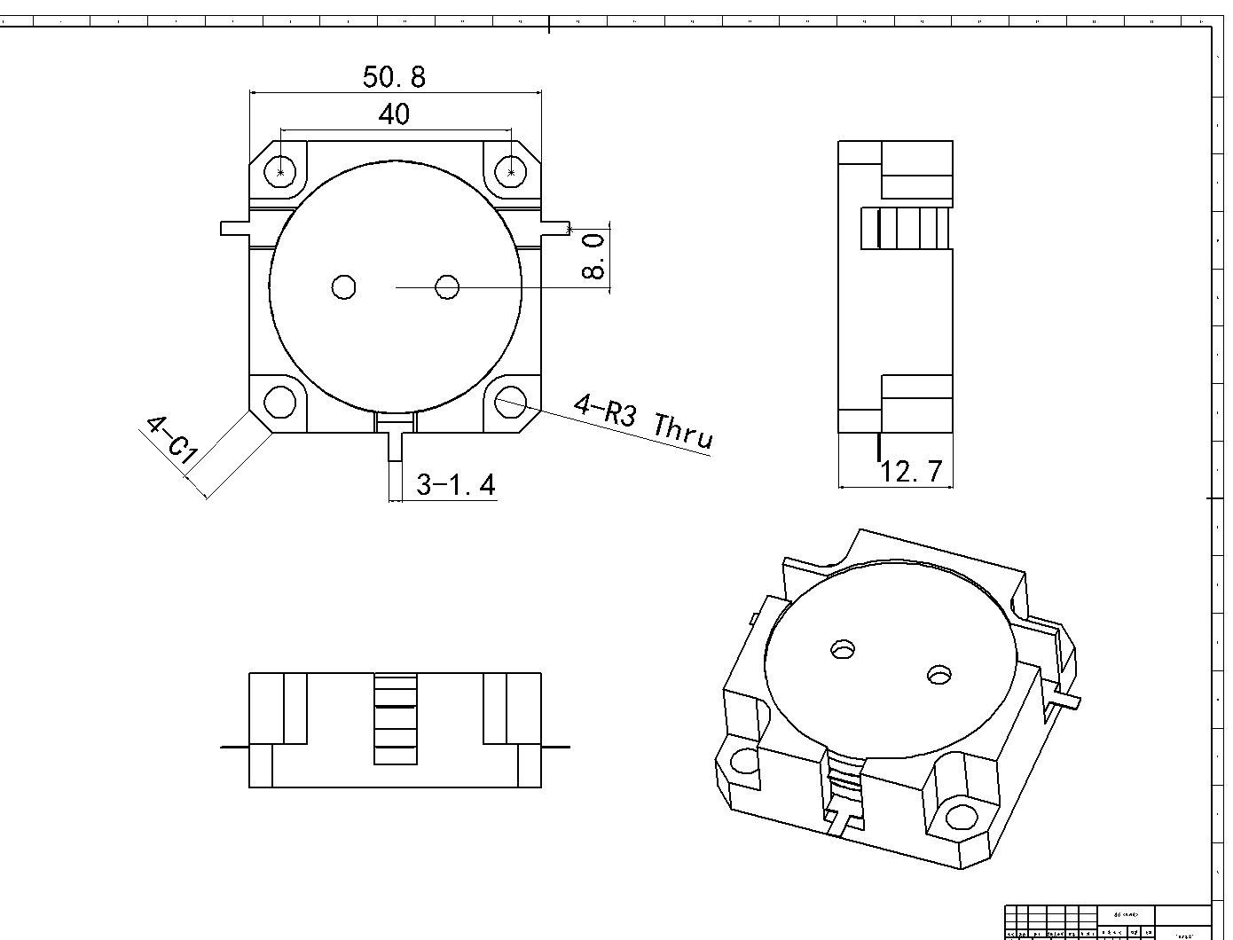 0.358 GHz to 0.367 GHz, 0.3 dB Insertion Loss, 21.0 dB Isolation, Drop-in Series Circulators OH544-358-367-Outline