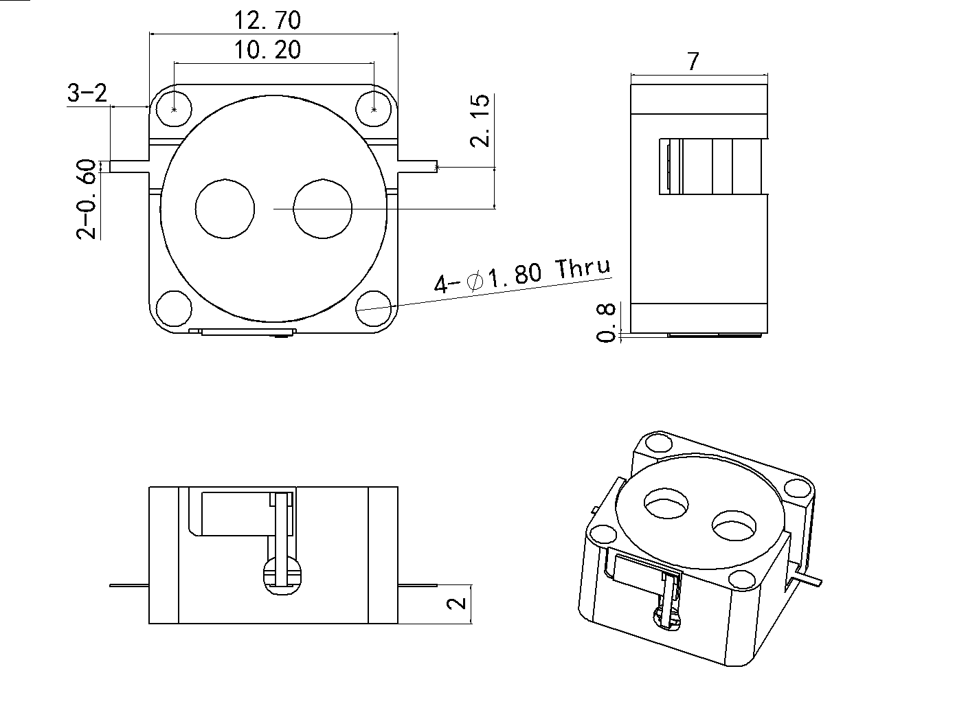 1.609 GHz to 1.679 GHz, 0.55 dB Insertion Loss, 18.0 dB Isolation, Drop-in Series Isolator-OHYG563D-1609-1679-Outline