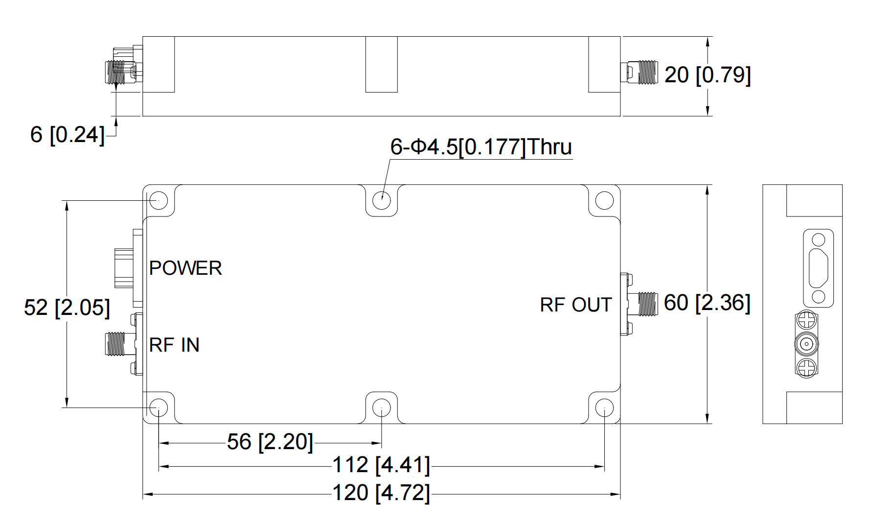 20W Power Amplifier 2-18 GHz-Outline