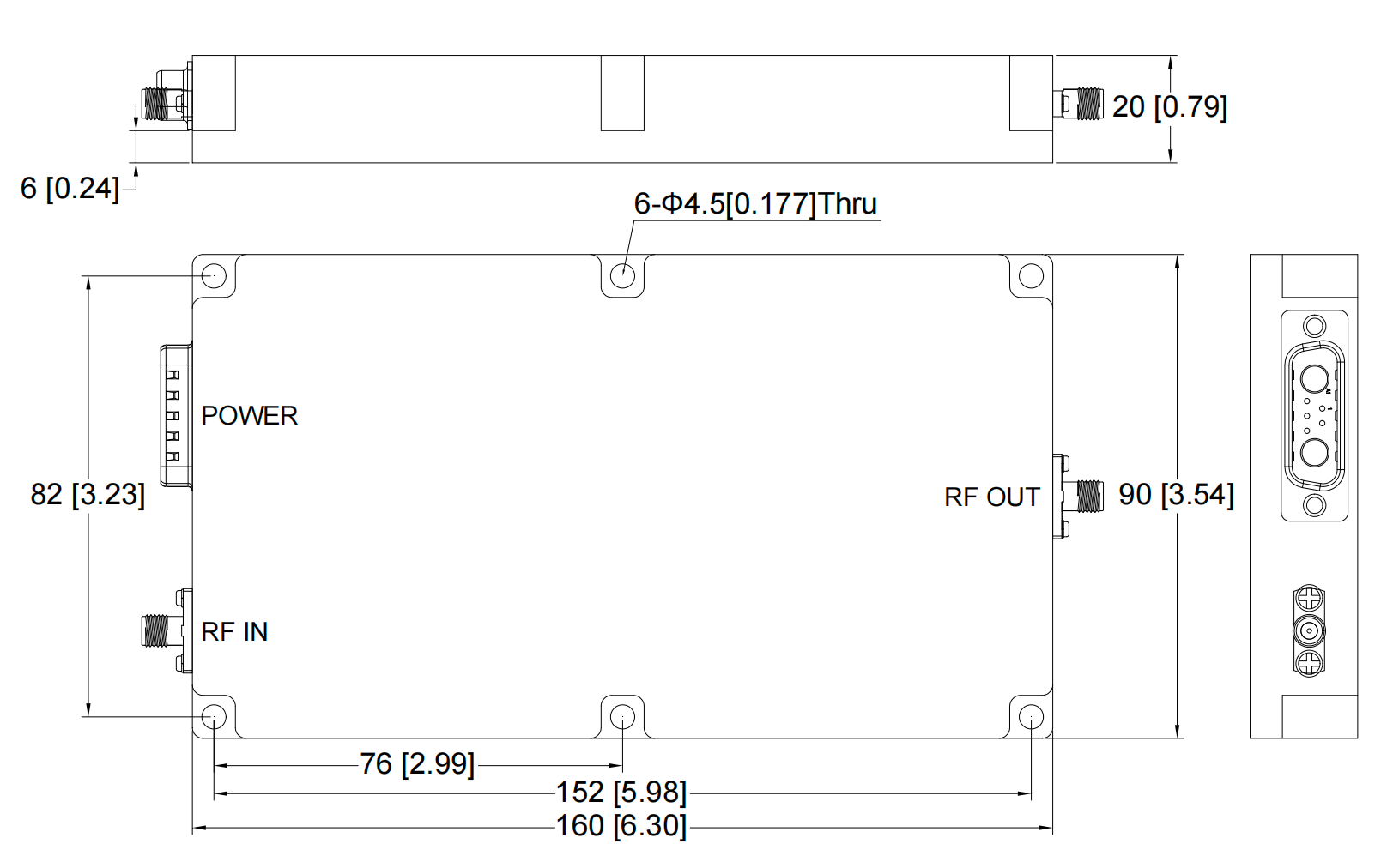 30W Power Amplifier 2-18 GHz-Outline
