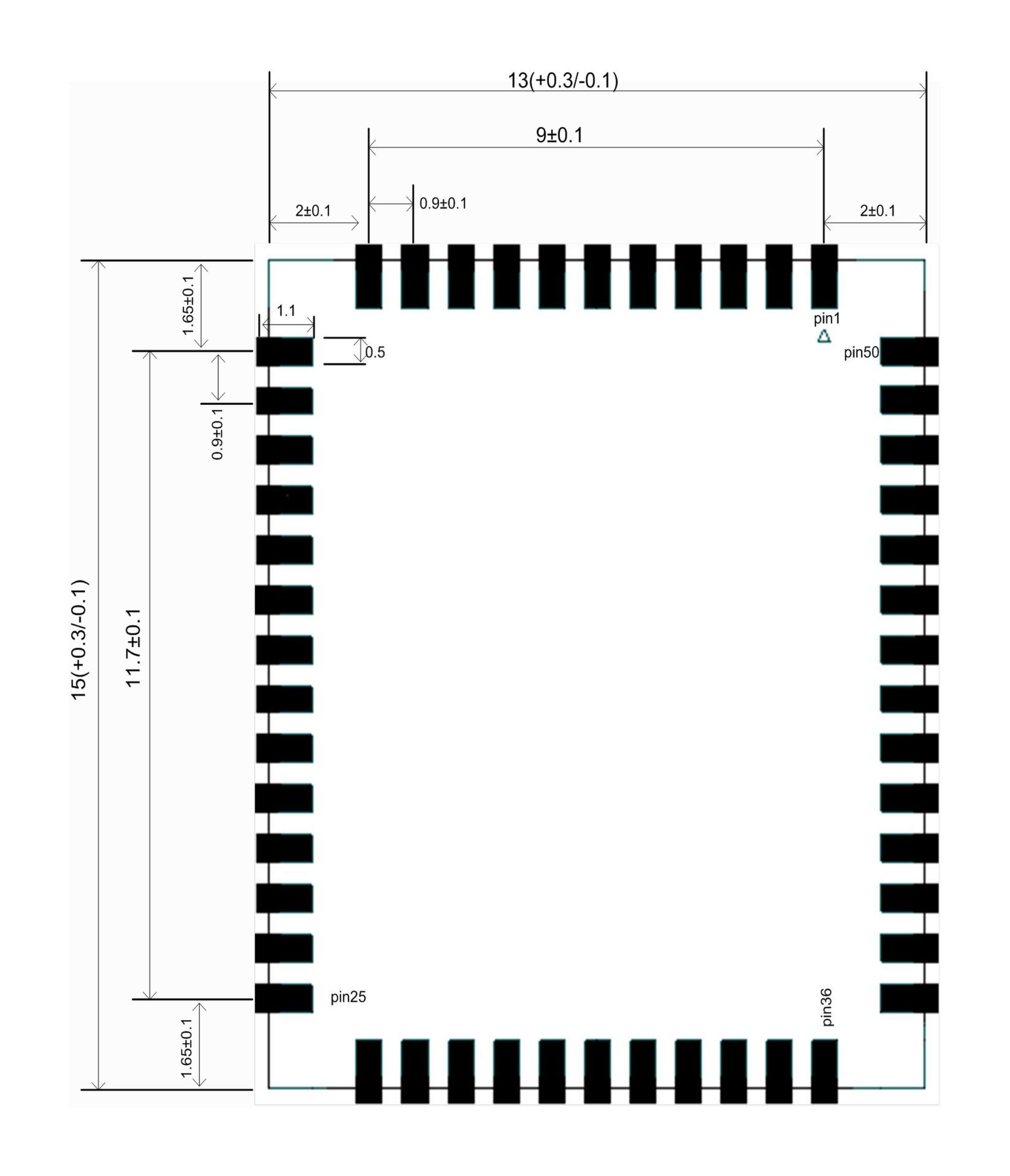1200Mbps SDIO/Uart Wi-Fi 6 Module 6252B-SRB-Outline
