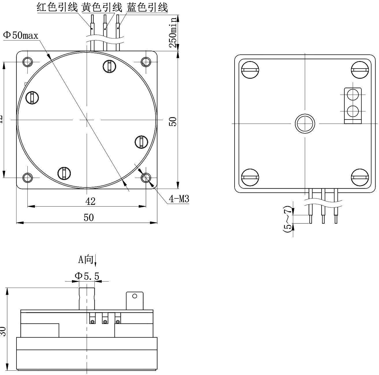 OCT-R11A Rotary Solenoid Lock Actuator – 28VDC-Outline
