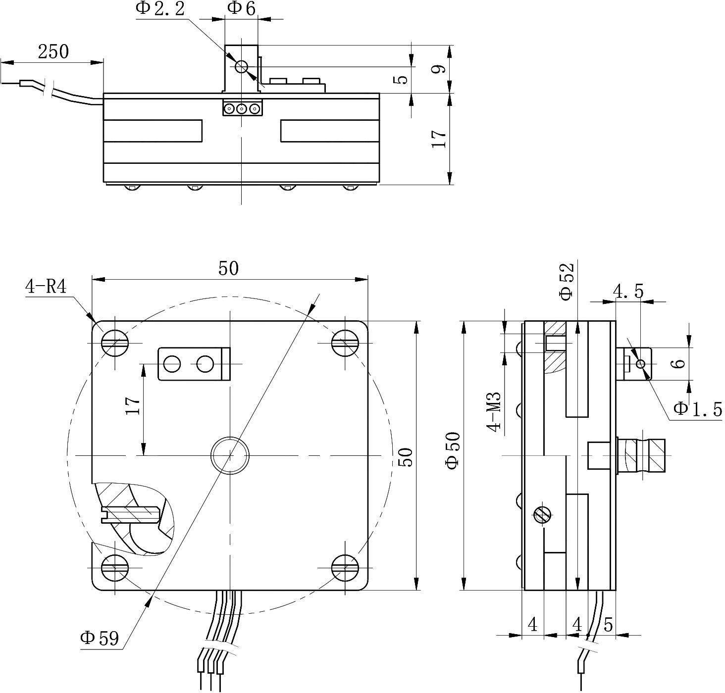 OCT-R11 Rotary Solenoid Lock Actuator – 28VDC-Outline