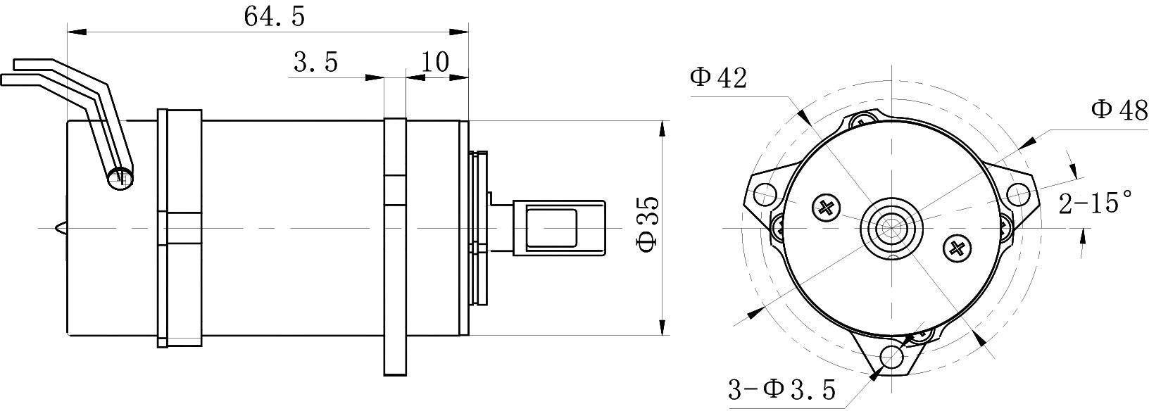 OJ35MZ001 DC Solenoid – 27VDC, ≥2kg, 3.2mm stroke-Outline