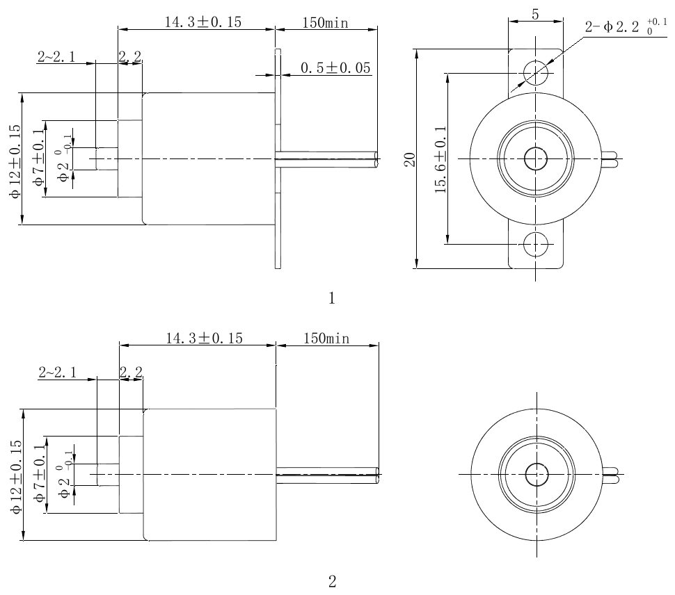 OL-6153 Miniature Solenoid Pin Puller – 2.5N, 2mm stroke-Outline