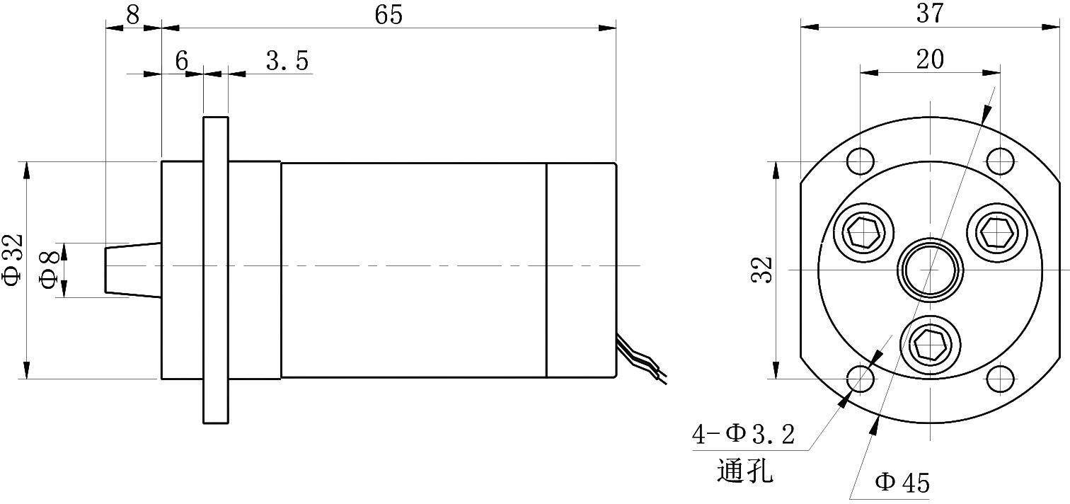 OL6009 DC Solenoid – 27VDC, 3N, 8mm stroke-Outline