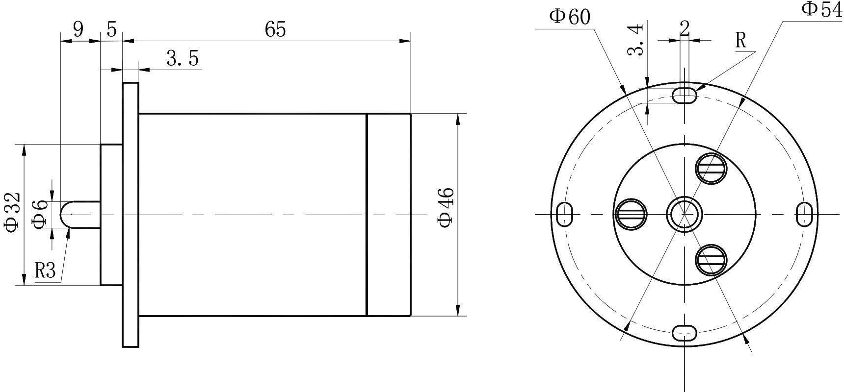 OL6019 Trip Solenoid – 24VDC, ≥30N, 8mm stroke-Outline