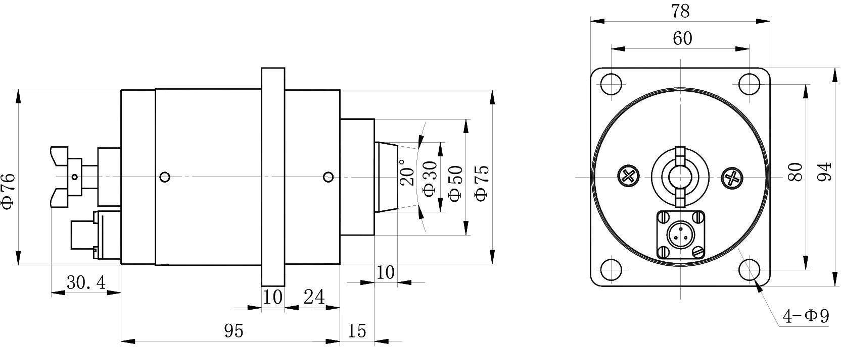 OL6022 DC Solenoid with Status Detection – 26VDC, ≥20kg, 10mm stroke-Outline