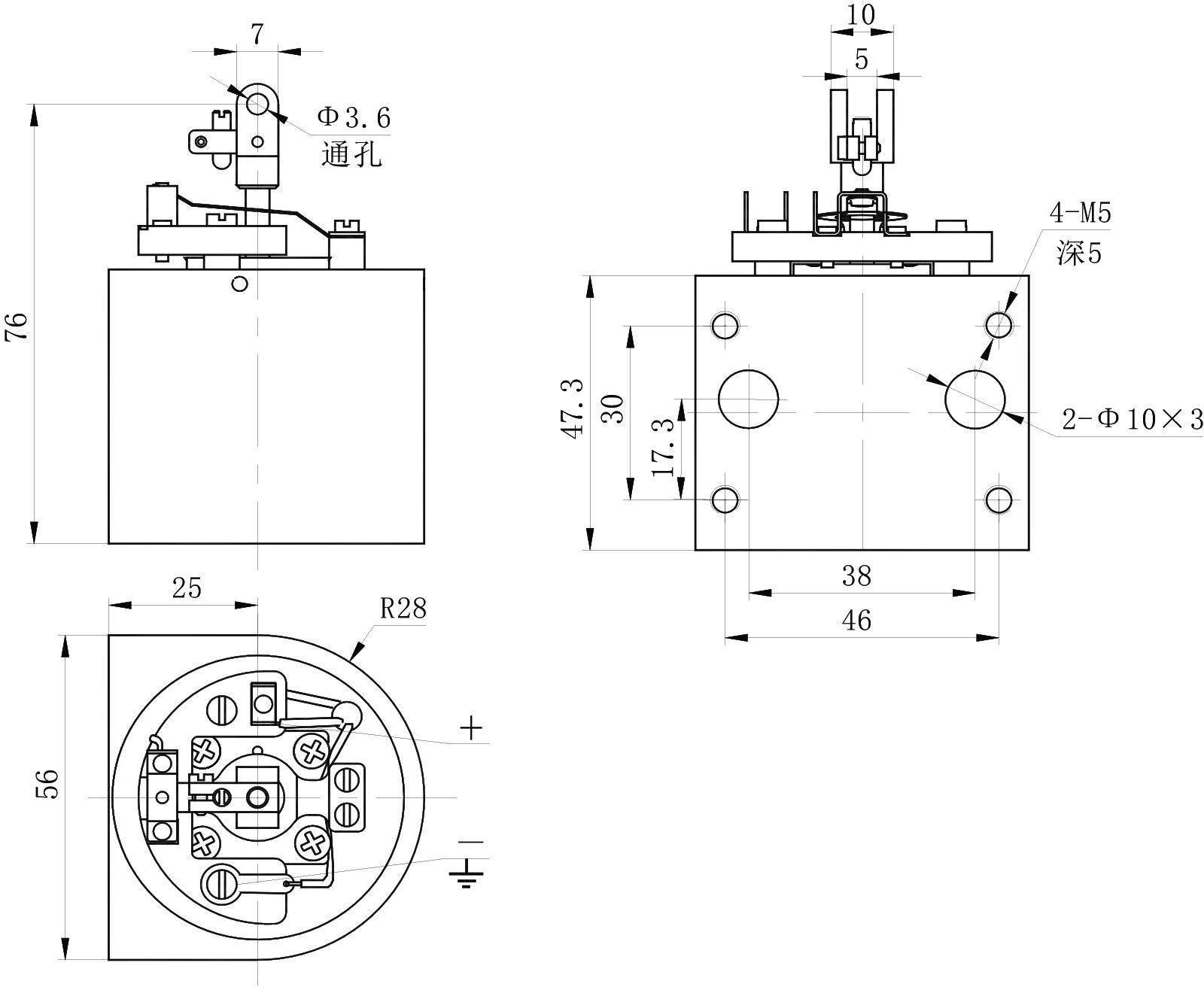 OL6095 DC Solenoid – 26VDC, ≥6N, 8mm stroke-Outline