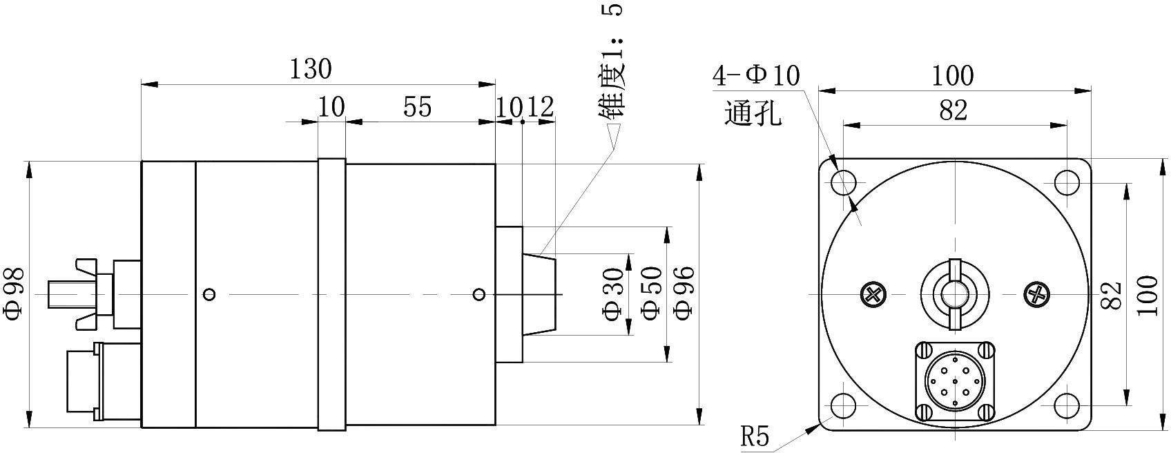 OL6096 DC Solenoid with Status Detection – 26VDC, ≥36kg, 12mm stroke-Outline
