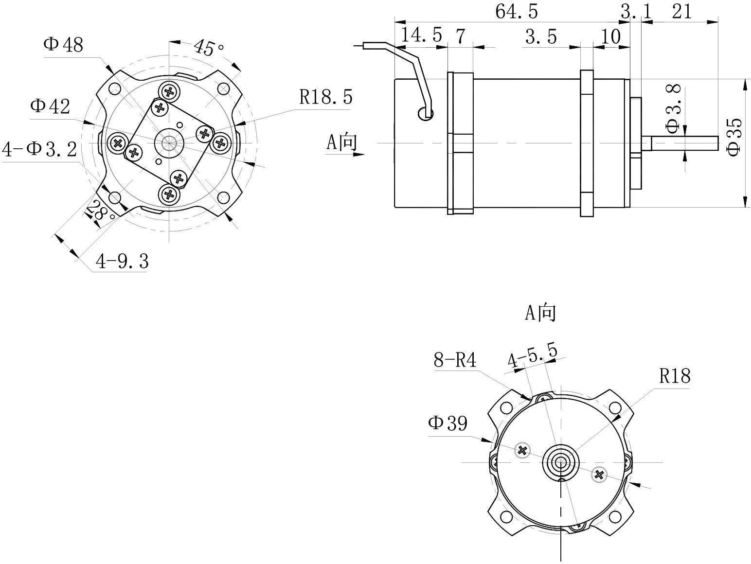 OL6132 DC Solenoid – 27VDC, ≥2kg, 4mm stroke-Outline