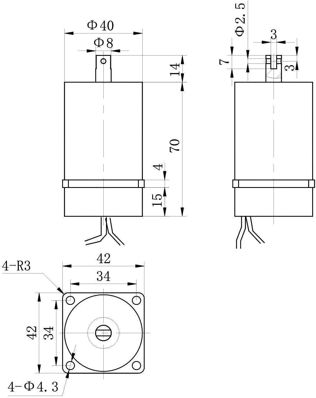 OL6134 DC Solenoid – 28VDC, ≥30N, 8mm stroke-Outline