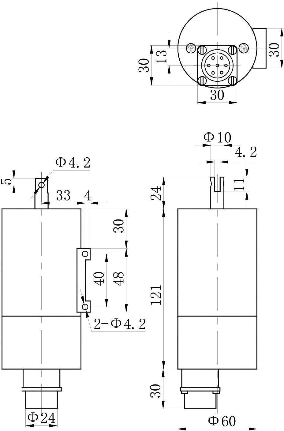 OL6138 DC Solenoid – 24VDC, ≥5kg, 13mm stroke-Outline