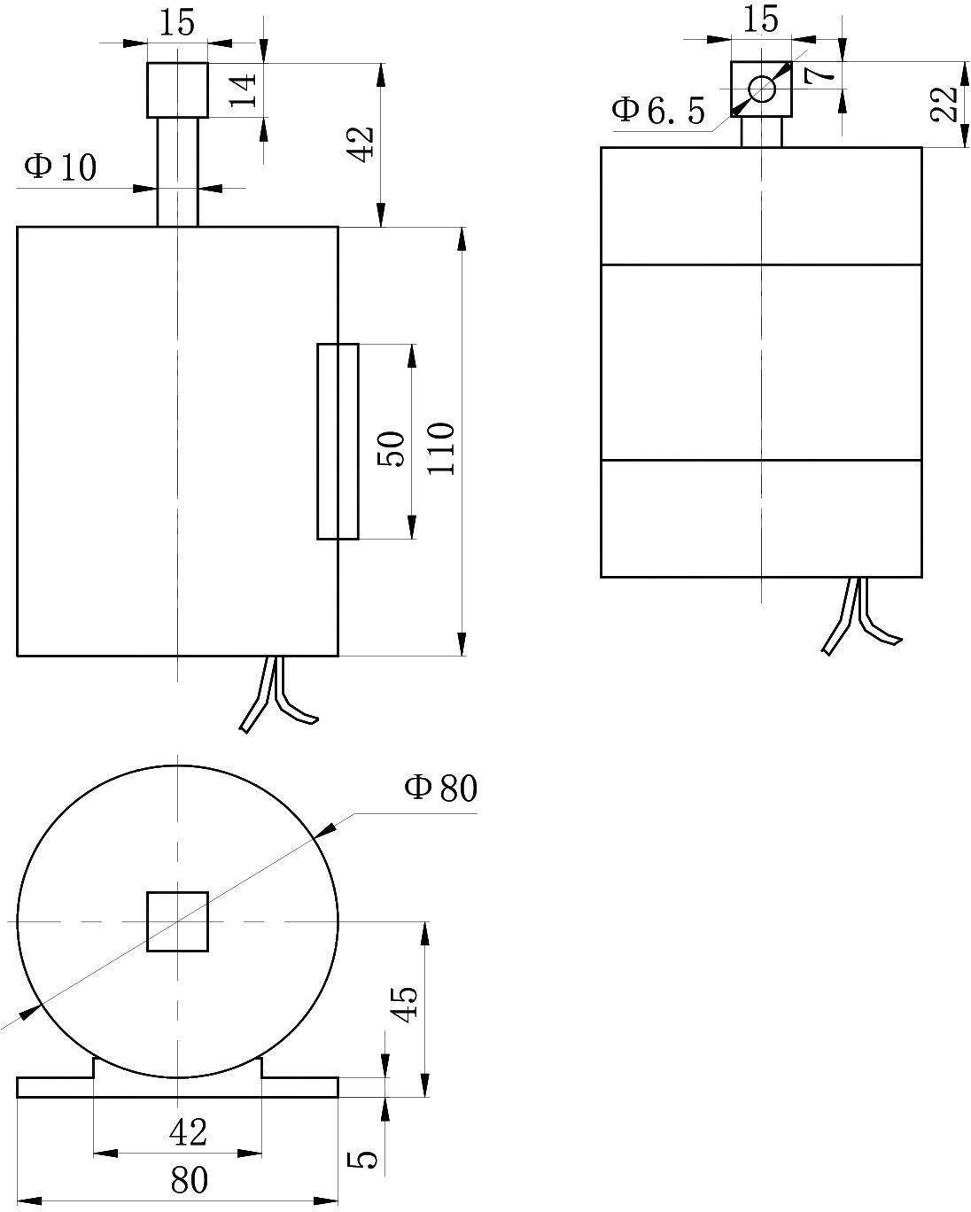 OL6139 DC Solenoid – 24VDC, ≥10kg, 20mm stroke-Outline