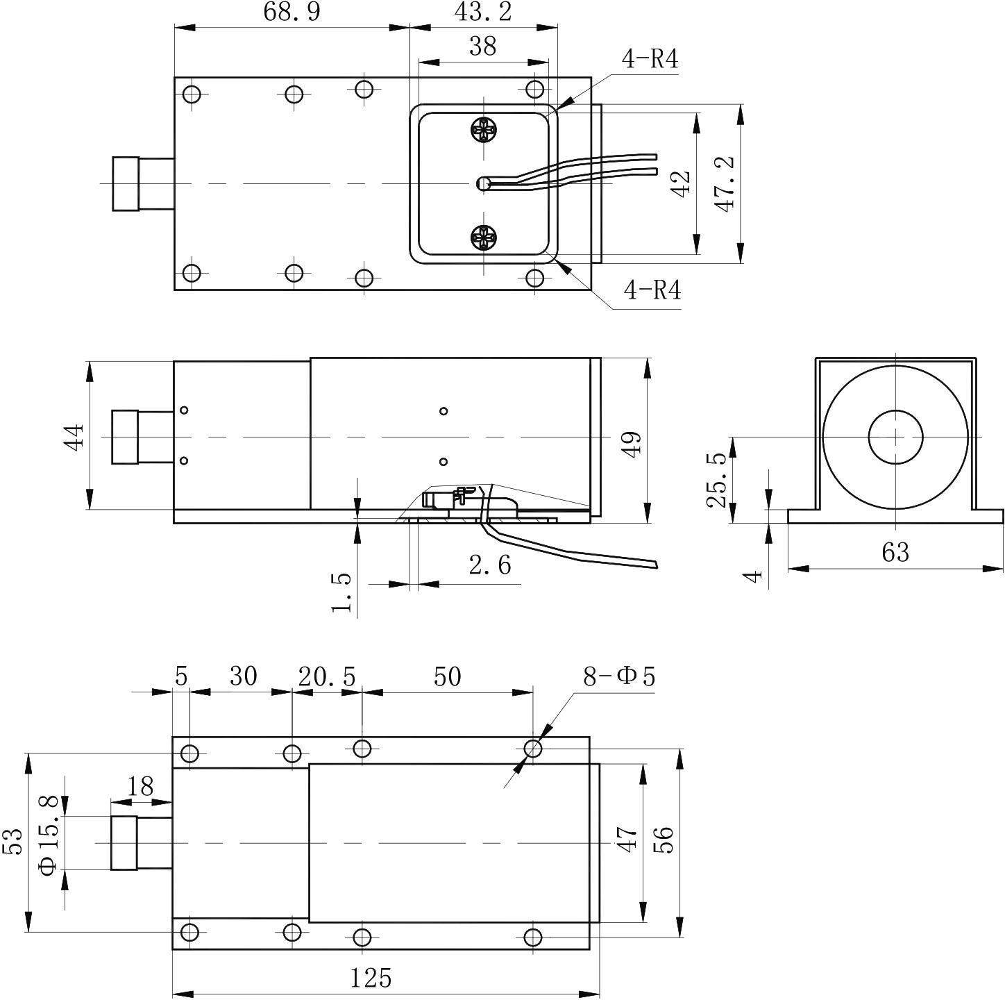 OL6146 DC Solenoid – 28VDC, ≥25N, 10mm stroke-Outline