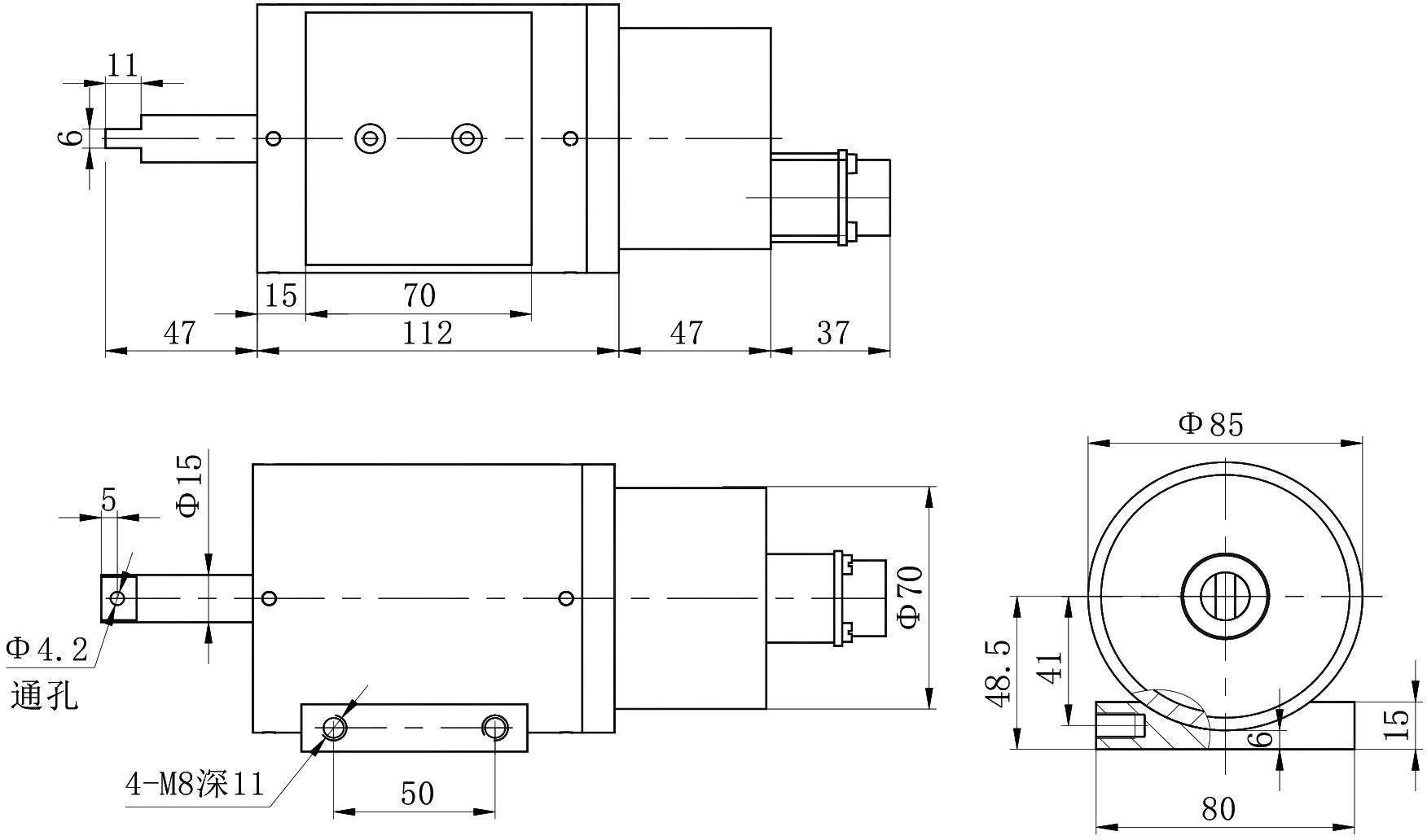 OL6179 DC Solenoid – 27VDC, ≥5kg, 30mm stroke-Outline