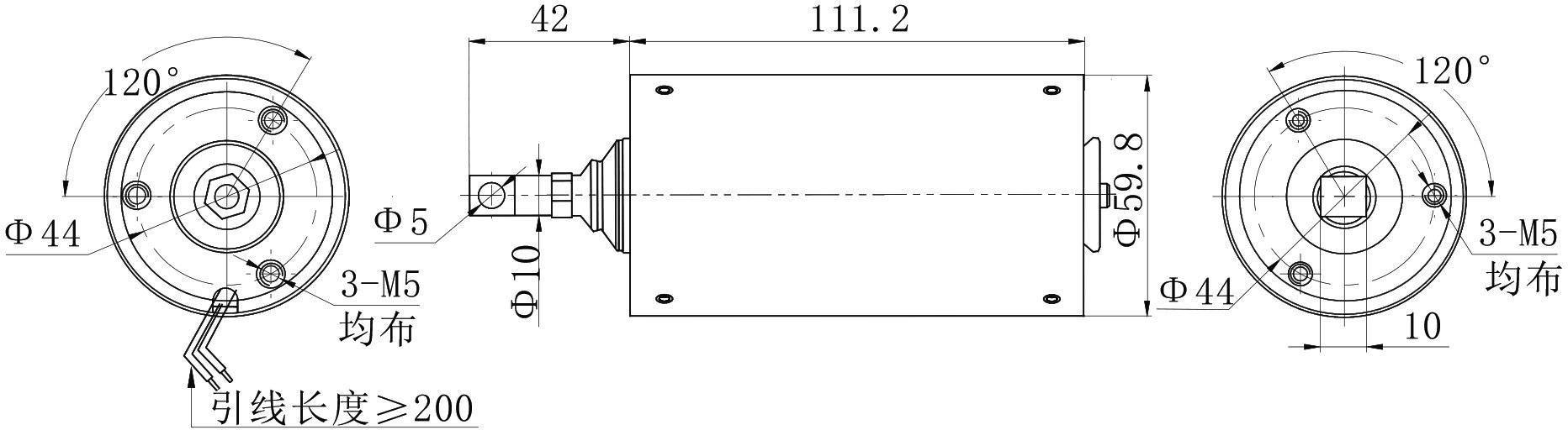OL6191 DC Solenoid – 24VDC, ≥8kg, ≥20mm stroke-Outline