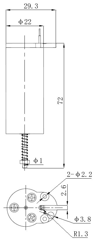 OL6213A DC Solenoid – 7VDC, ≥11.5mm stroke-Outline