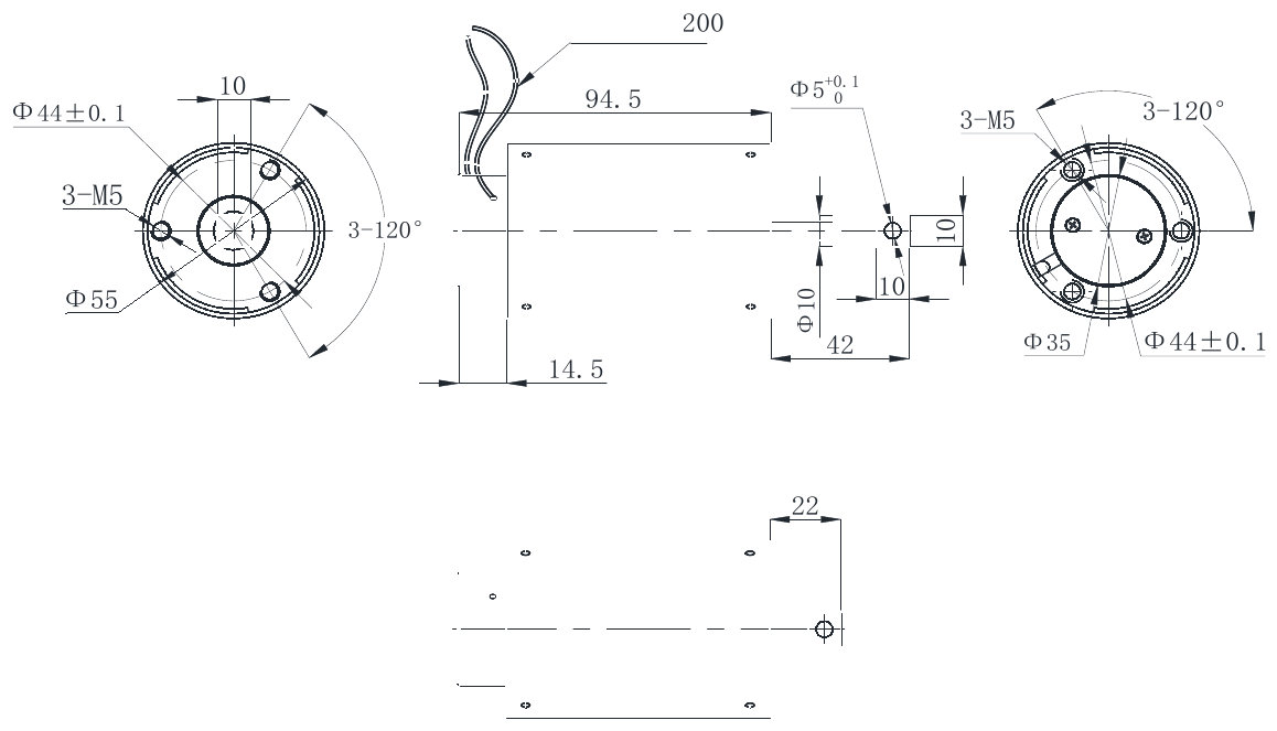OL6252 DC Solenoid – 24VDC, ≥2kg, ≥20mm stroke-Outline