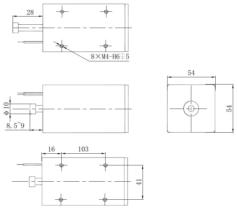 OL6256 DC Solenoid – 28VDC, ≥60N, 19mm stroke-Outline