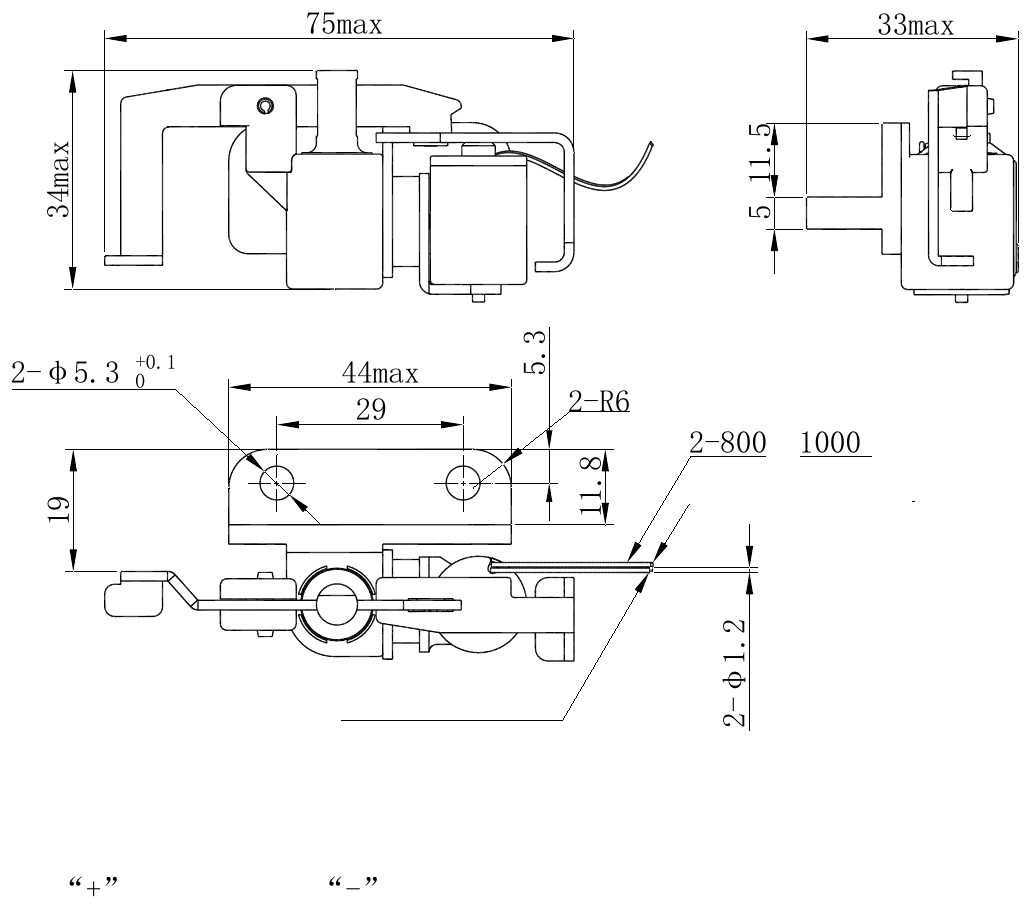 OMS-1 Solenoid Latch – 3mm stroke-Outline