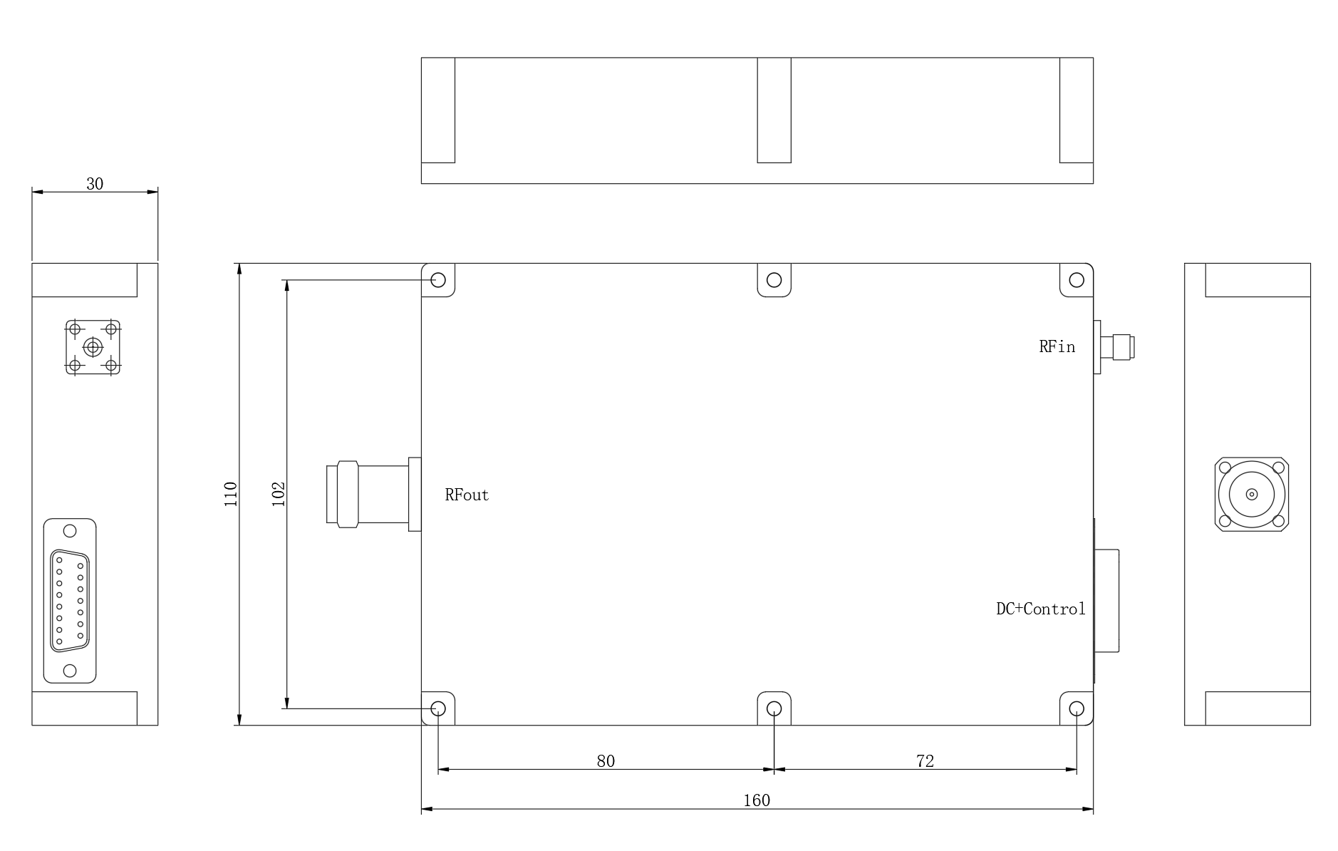 10GHz-13GHz 100W Solid-State Power Amplifier-Outline