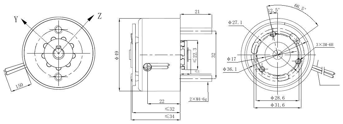 OX6249 Ball-Type Rotary Solenoid – 28VDC, ≥0.8N·m-Outline