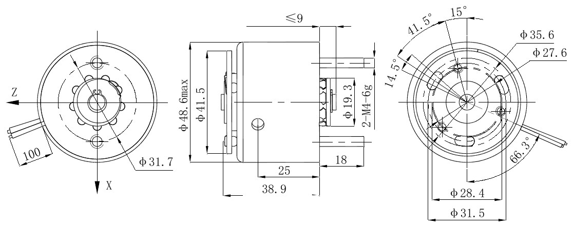 OX6251 Ball-Type Rotary Solenoid – 21.3VDC, ≥0.3N·m-Outline