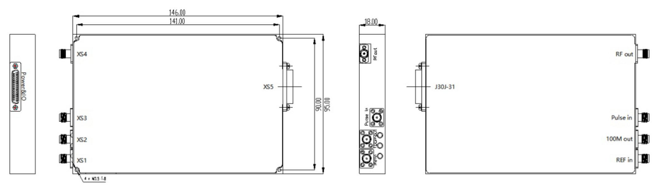 1.25 to 40 GHz, Parallel interface Wideband Fast-Switching Frequency Synthesizer – OBFS110-0140-Outline