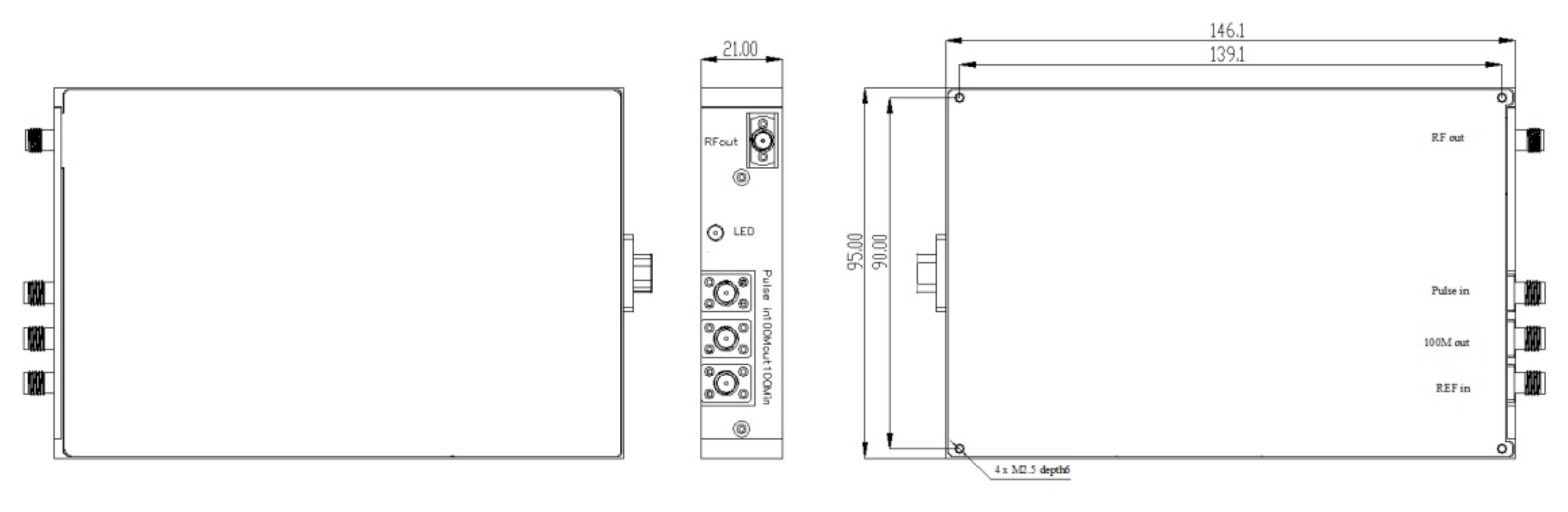 200 MHz to 40 GHz, RS-232 Low Phase Noise Frequency Synthesizer – OLFS11-0240L-M-Outline