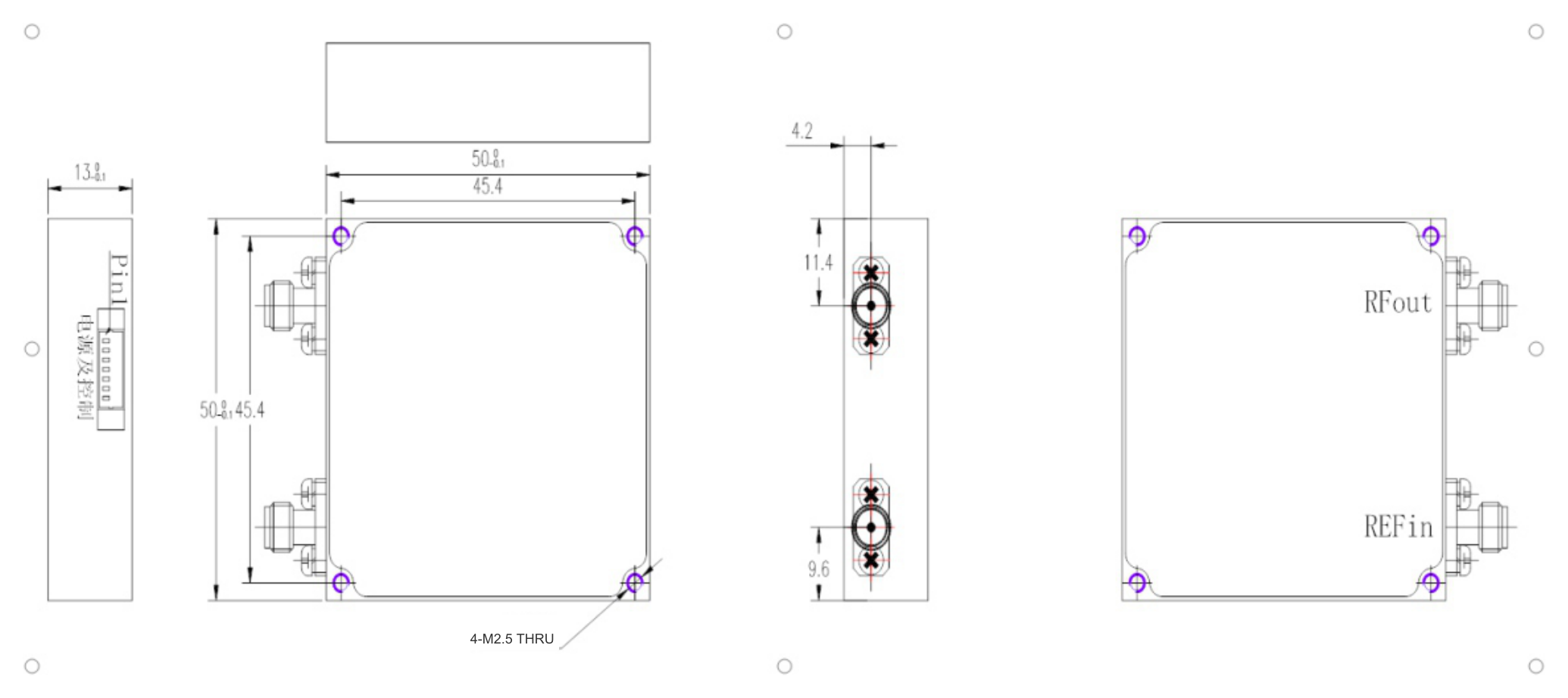 50 MHz to 22.6 GHz, SPI Low Phase Noise Frequency Synthesizer – OTFS21-22-200-Outline