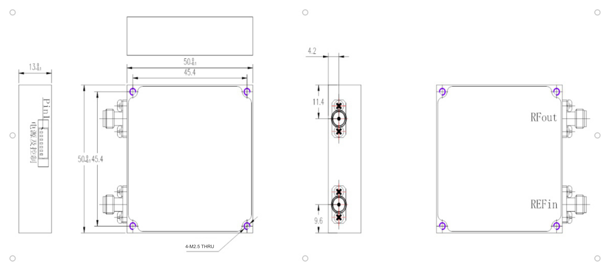 50 MHz to 22.6 GHz, SPI Low Phase Noise Frequency Synthesizer – OTFS21-22L-200-Outline