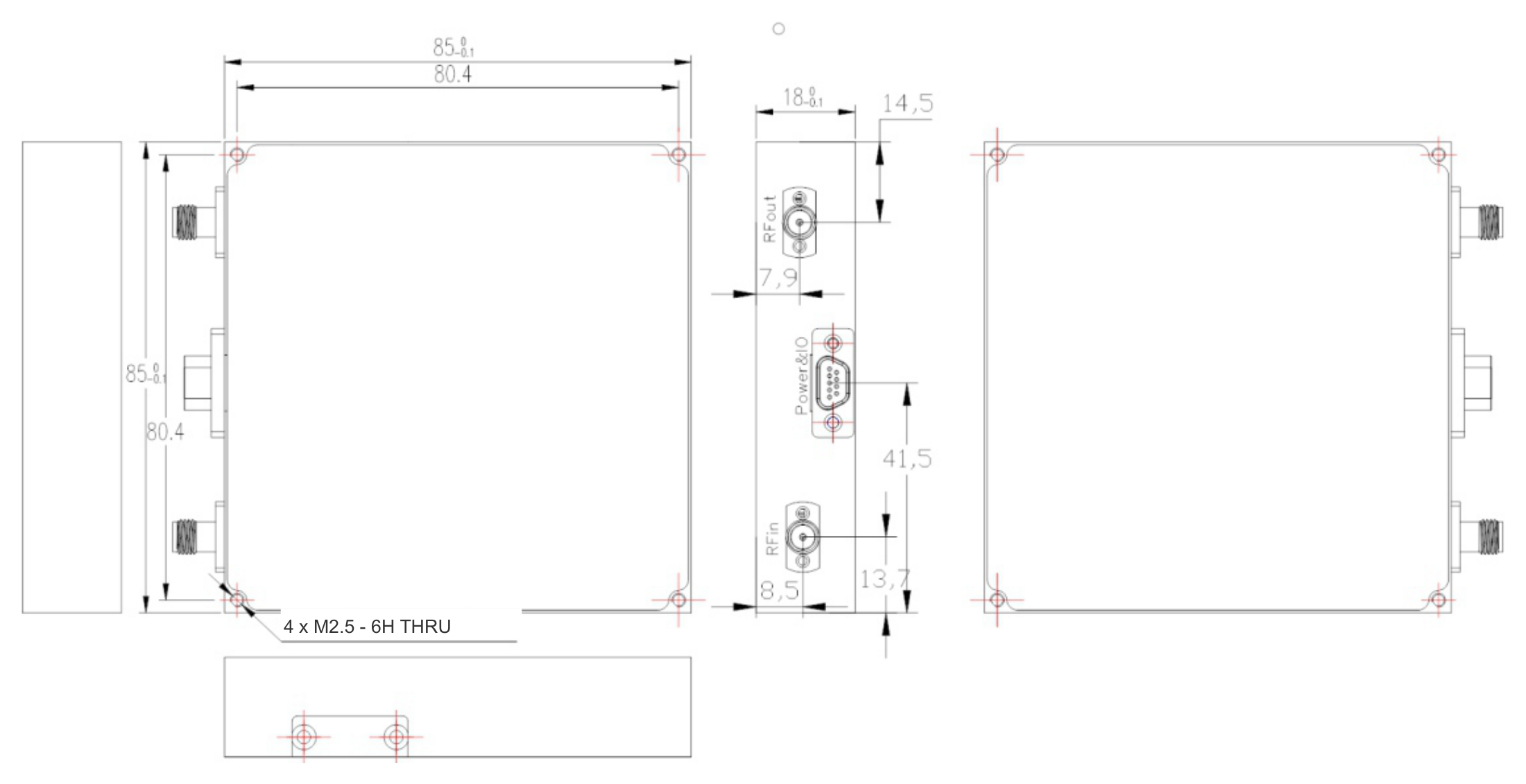 200 MHz to 15 GHz, SPI Ultra-Low Phase Noise Frequency Synthesizer – OTFS30-15-Outline