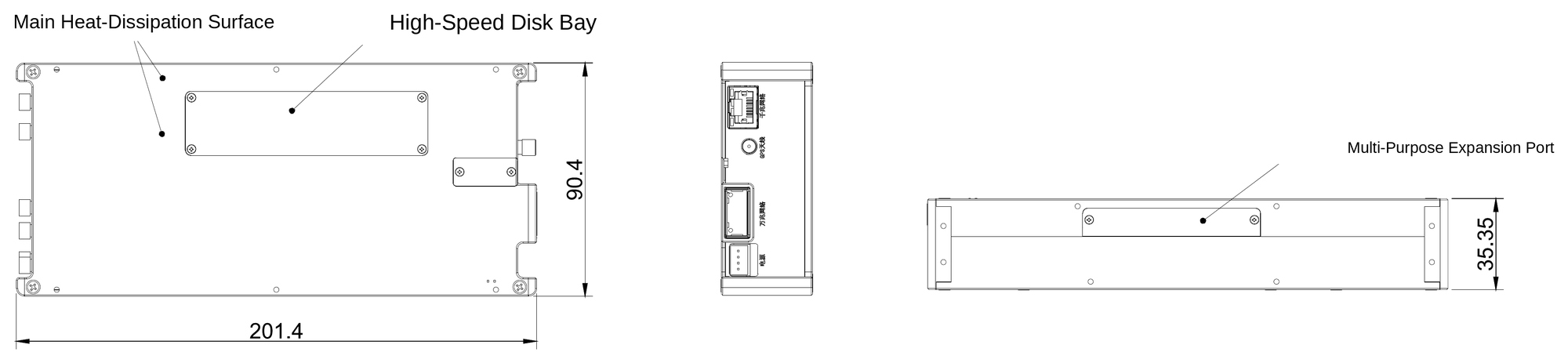 100 kHz to 26.5 GHz, 508.8 MHz Real-Time Bandwidth Digital RF Receiver Module – OZY04-AH-ML-Outline