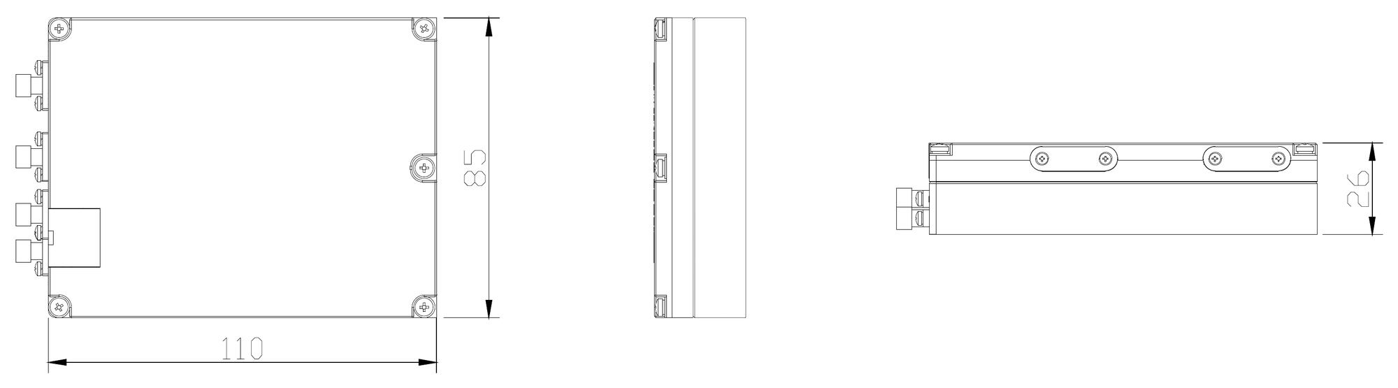 20 MHz to 8 GHz, 80 MHz Real-Time Bandwidth Digital RF Receiver Module – OZY21-CV-UT-Outline