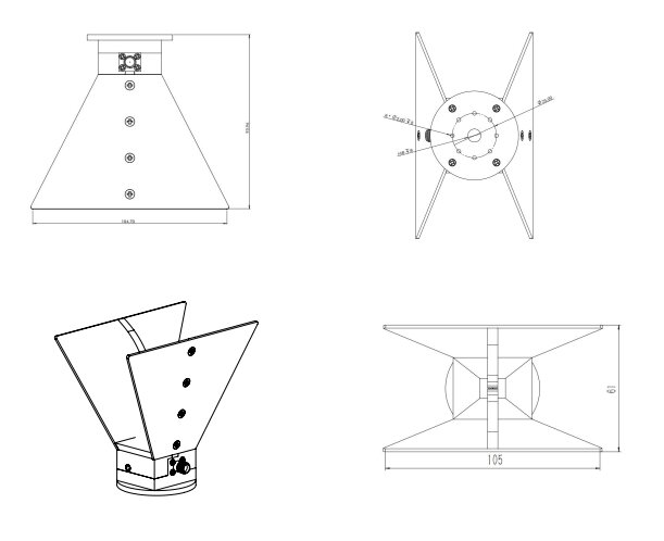 Ultra wide-band dual ridged horn antenna 2-20GHz-Outline