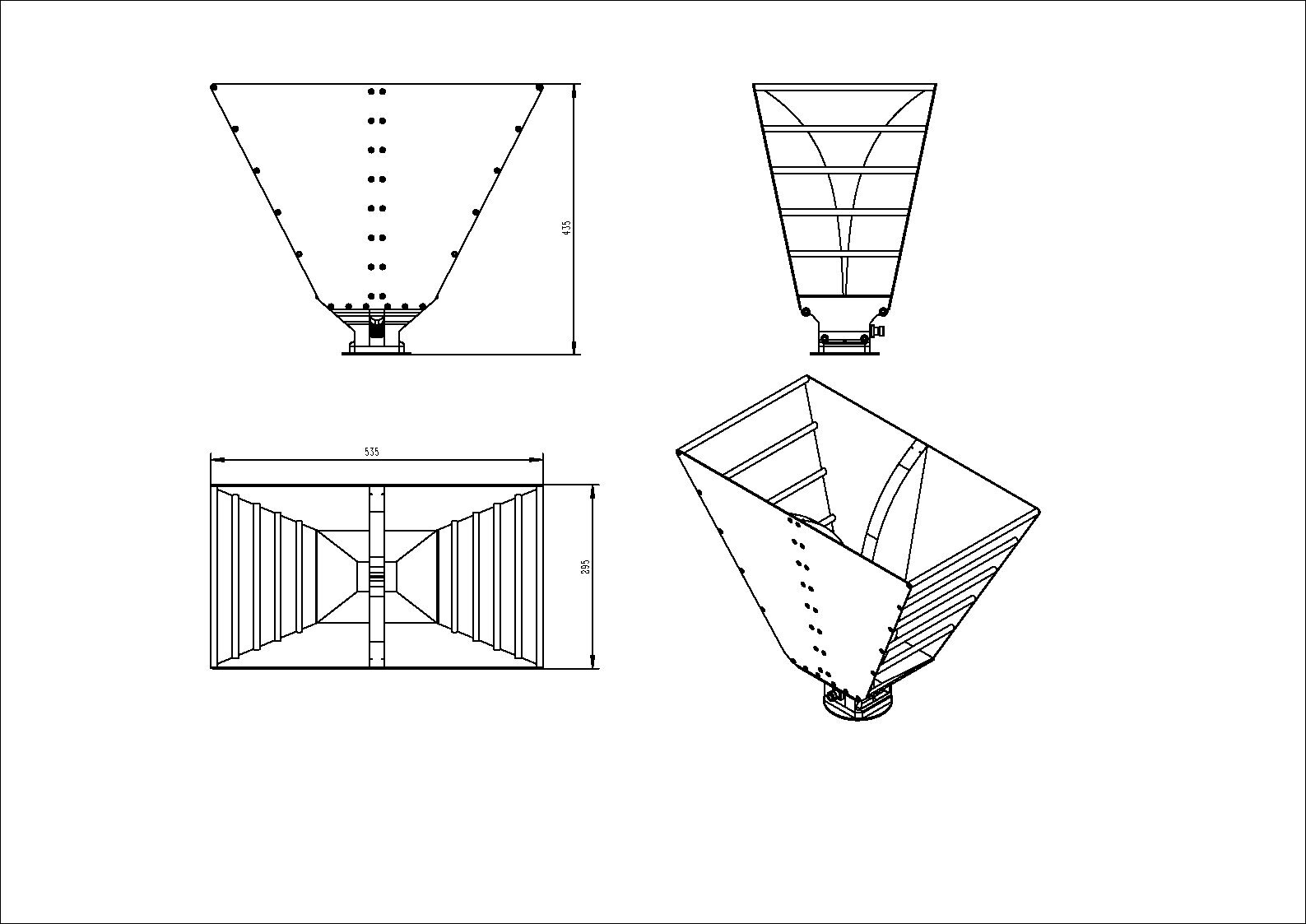 Ultra wide-band dual ridged horn antenna 0.4-6GHz-Outline