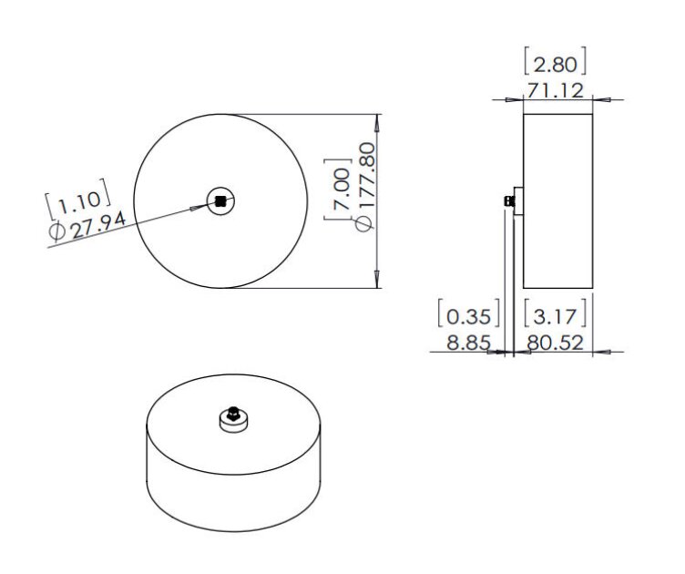 0.5 GHz to 2 GHz Cavity Backed Spiral Antenna OBS-520-Outline